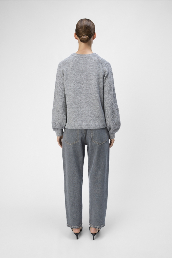 OBJFLORA RE L/S KNIT PULLOVER NOOS 23044646 Medium Grey Melange